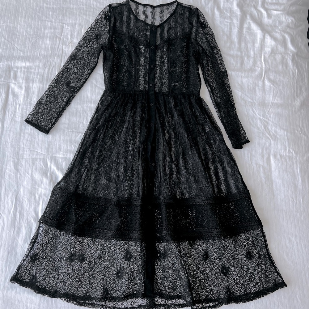Black Lace A-line dress